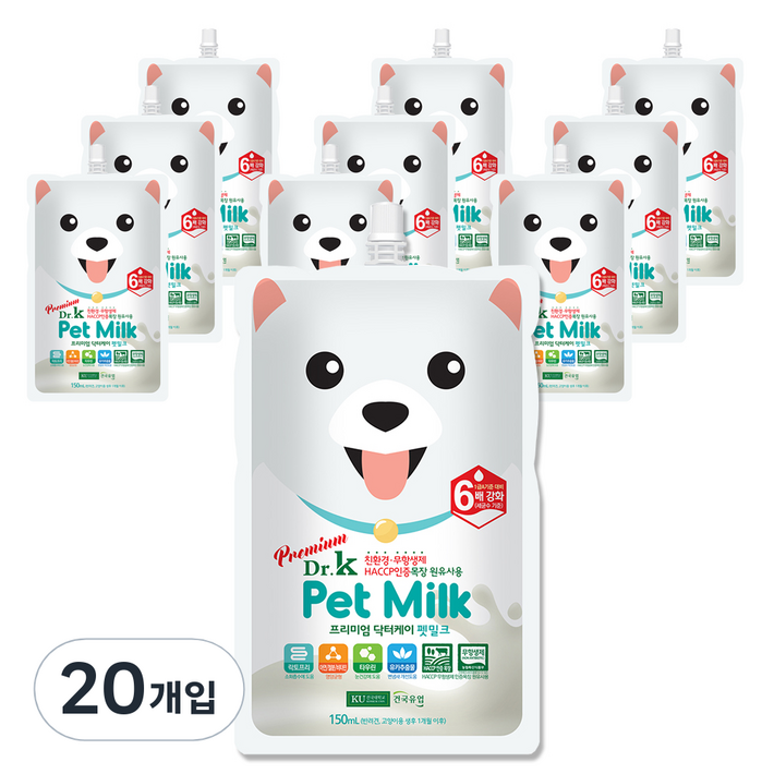 닥터케이 프리미엄 펫밀크, 우유, 150ml, 20개 닥터케이 프리미엄 펫밀크, 우유, 150ml, 20개