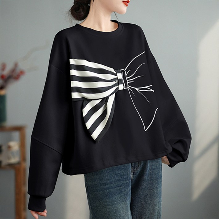 포플러앤씨 여성용 로어 리본 맨투맨 P25FT070813