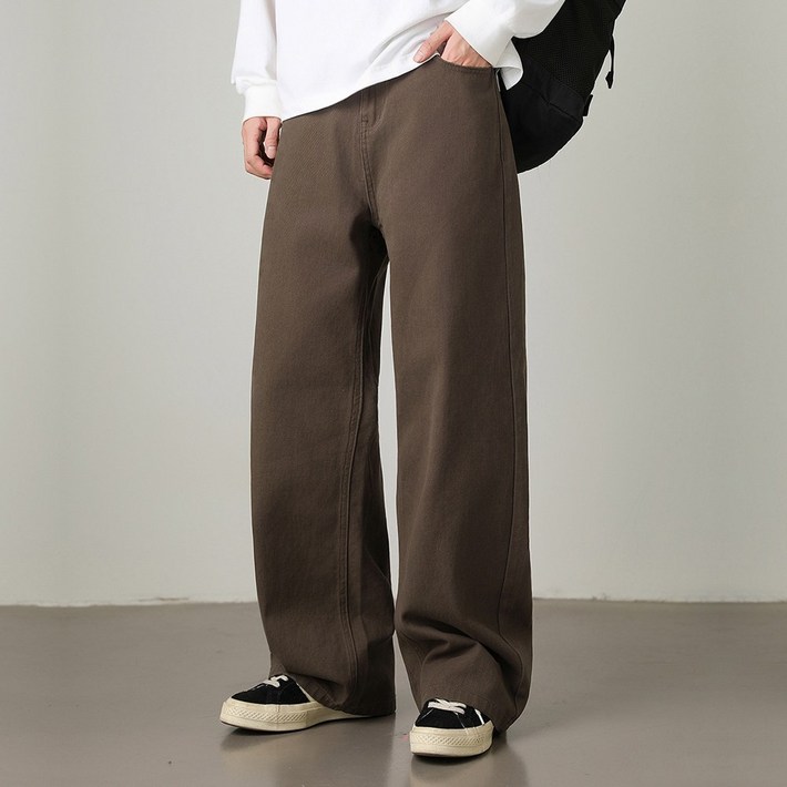 벨로시티 남녀공용 와이드 스트레이트 밴딩 면 치노 팬츠