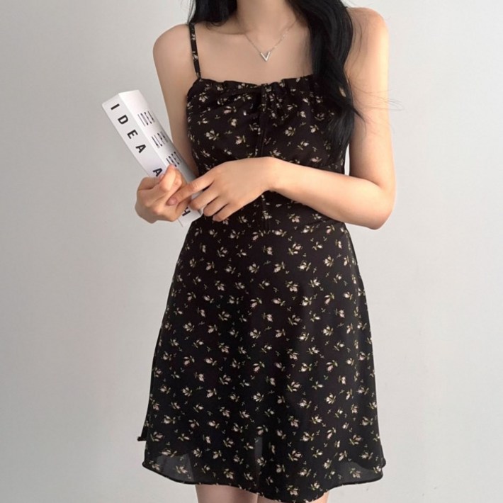 라라온 플라워 스트랩 끈나시 미니 원피스 26TSP3814