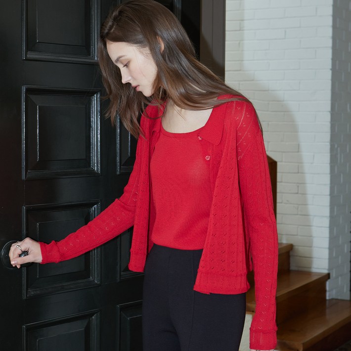 미치코런던 여성용 스카시 카라 니트 가디건