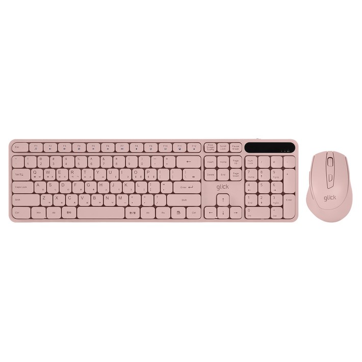 지클릭커 OFFICEPRO 사일런트 L 무소음 인체공학 무선 키보드 마우스 세트, 핑크, WMK70, 일반형