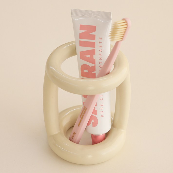 달팽이리빙 몽글몽글 칫솔꽂이 L, 크림 화이트, 1개