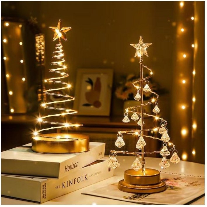 LED 미니 트리 크리스마스 장식 인테리어 장식 선물 데스크 장식, 크리스탈 트리