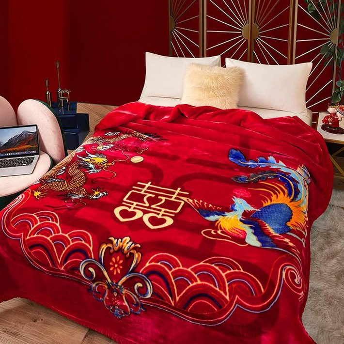 할머니 담요 옛날 밍크이불 부드러운 꽃무늬 두꺼운 호피