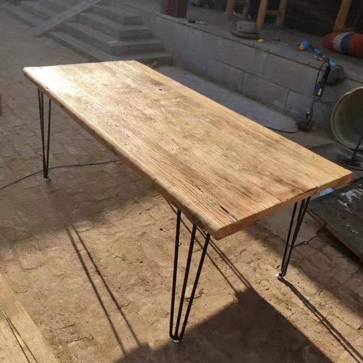 고재 테이블 느릅나무 고제 거실 업소용 사각 가구 카페 식탁 상판 나무 우드 원목, 철 프레임 2호 1606075높이
