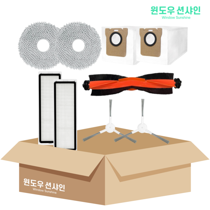 호환 윈도우션샤인 샤오미 X10 X20 B116 로봇청소기 소모품 걸레 더스트백 필터 메인 사이드 브러시 기프트팩