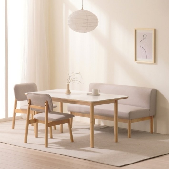 한샘몰pick 보니애 밀리아 낮은 세라믹 식탁 세트 4인용 소파벤치형