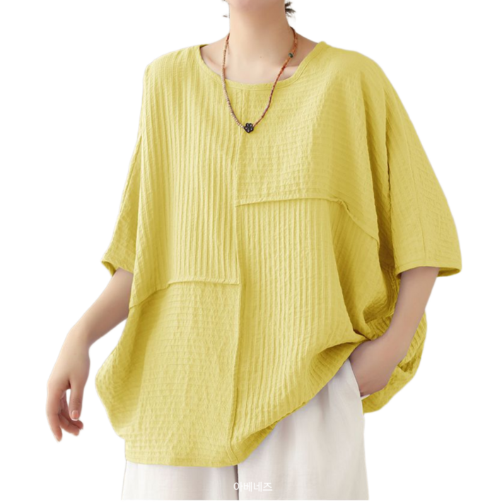 여성 체형커버 반팔티  얇고 시원한 외출룩 오피스룩 티셔츠