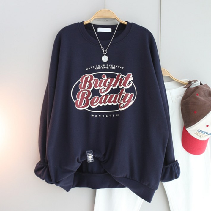 달콩 빅사이즈 여성 긴팔티 루즈핏 간절기 뷰티레터링오버핏맨투맨