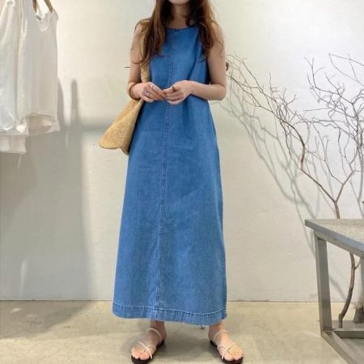 라엔 민소매 데님 롱 원피스 라엔 민소매 데님 롱 원피스