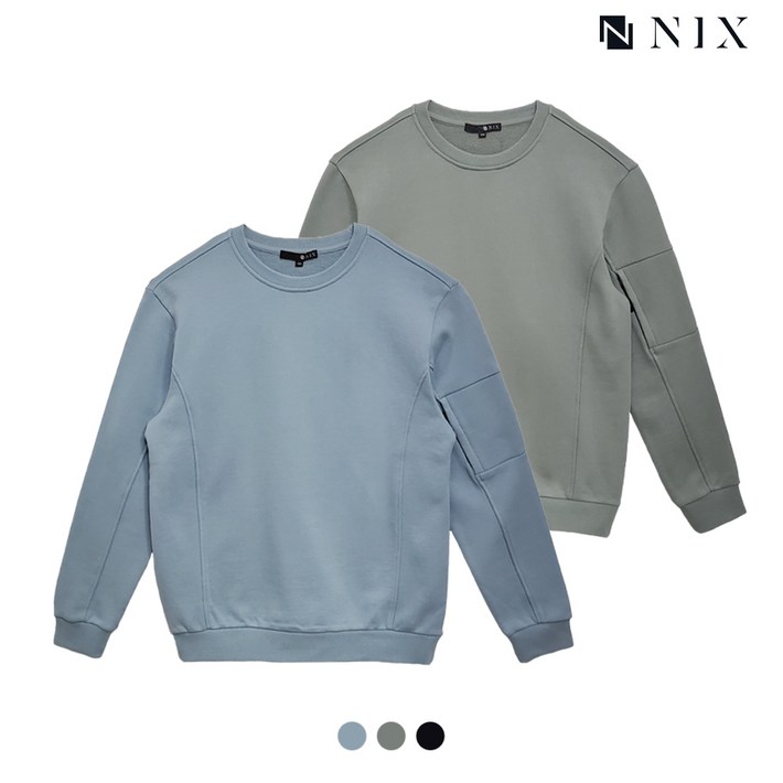[NIX]남) 절개 소매 지퍼 워싱 맨투맨(FNQSCTM152P)