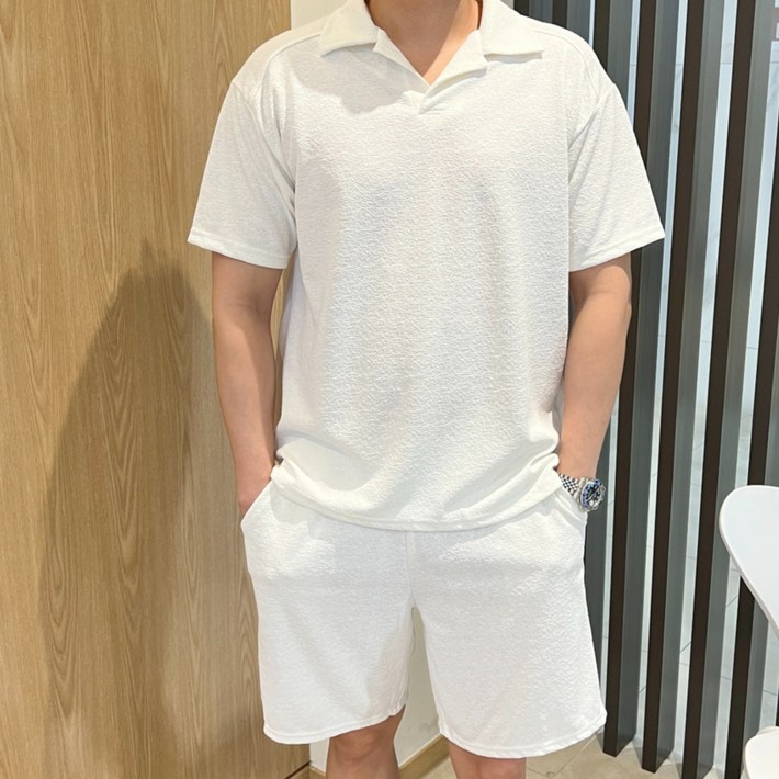 페이즈랩 남성 여름 투피스 세트 반팔 카라티 반바지 셋업 데일리 트레이닝룩