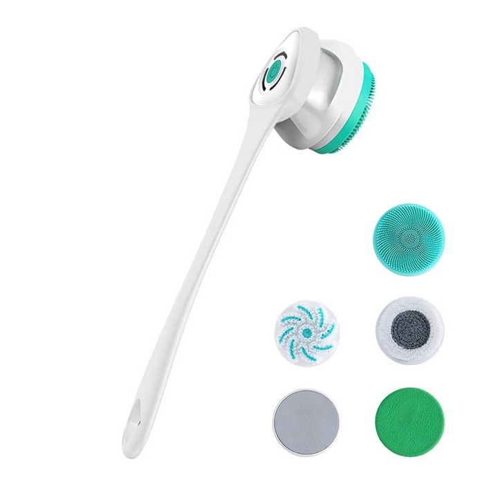 Pealy 전동 몸 브러쉬 마사지 클렌징 2 in 1 360도 자동 회전 IP67방수 브러쉬 3단 강도 40cm 긴 손잡이 탈부착 가능