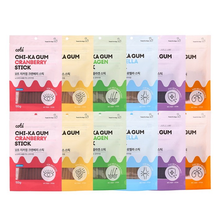 꼬뜨 기능성 치석 제거 치카껌 혼합, 관절장건강눈건강피부모질면역력기관지, 2세트, 100g