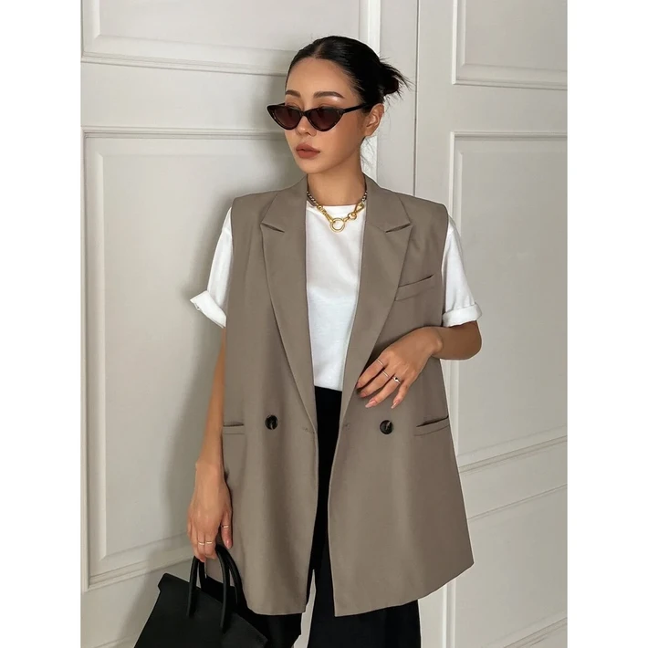 Lauren Weal 여성 와이드 조끼 베스트 가을 예쁜 정장 예쁜 여자 여름 쪼기빅사이즈