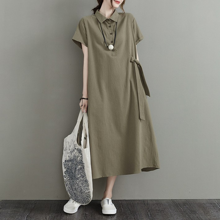 NAMIN 여름 카라 롱 원피스 휴양지원피스 여름원피스  빅사이즈