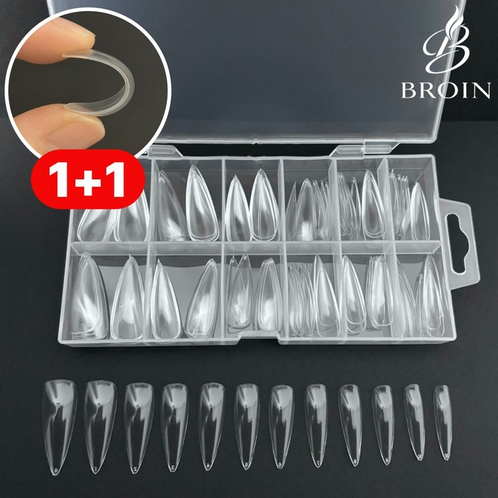 11 브로인 프리미엄 소프트핏 네일팁 3종 240p 말랑 투명 풀팁, 1개, 스텔레토 11