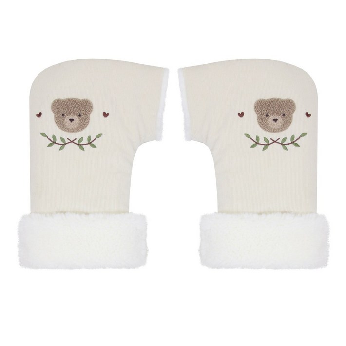 쿵스쿵스 킥보드장갑 유아 어린이 핸드워머 자전거 핸들커버 3중보온 트라이크 장갑, 크림 나의테디베어, 1개