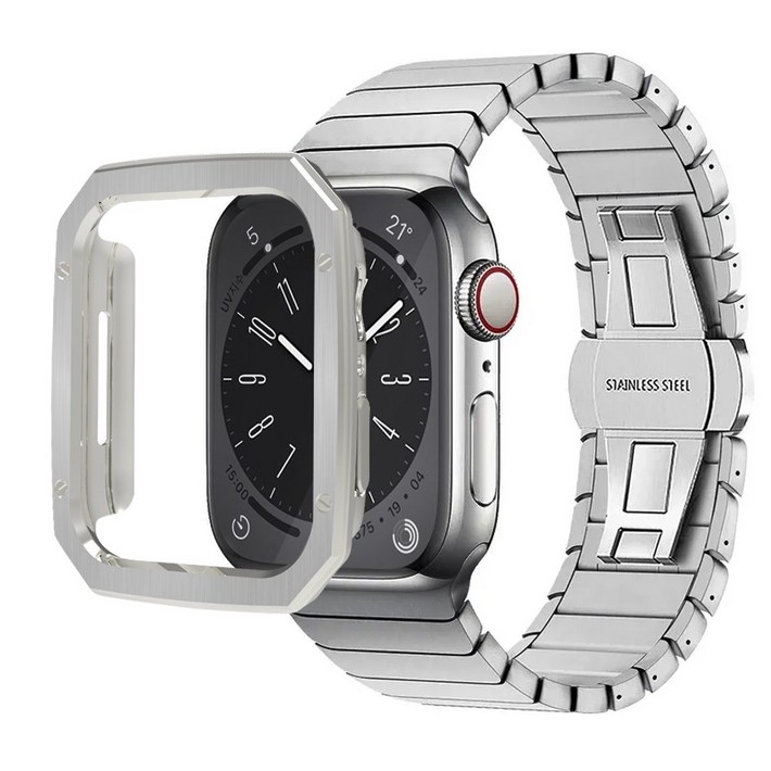 아이메이드잇 애플워치 호환 클래식 링크 브레이슬릿  케이스 세트 구성, 실버
