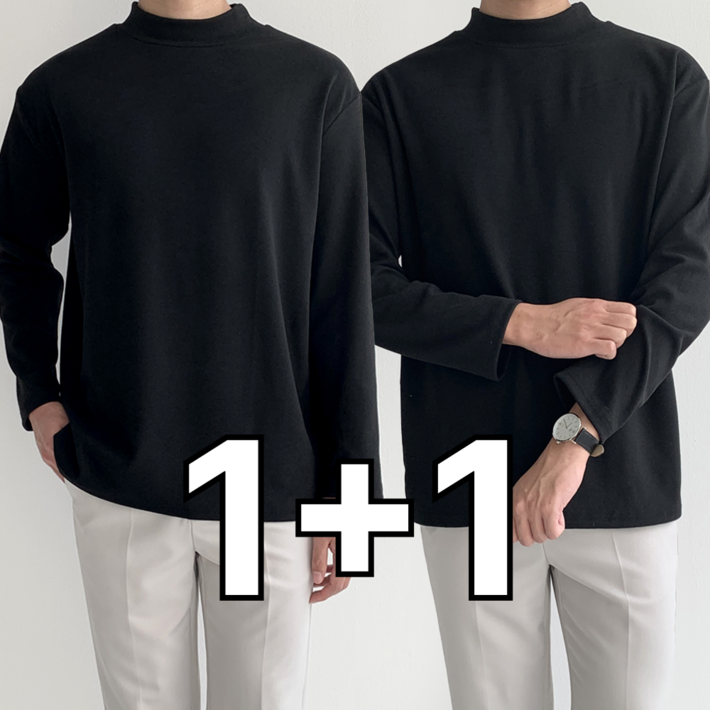 [1+1] 핏노블 남자 반목티 니트 반폴라 목폴라 티셔츠