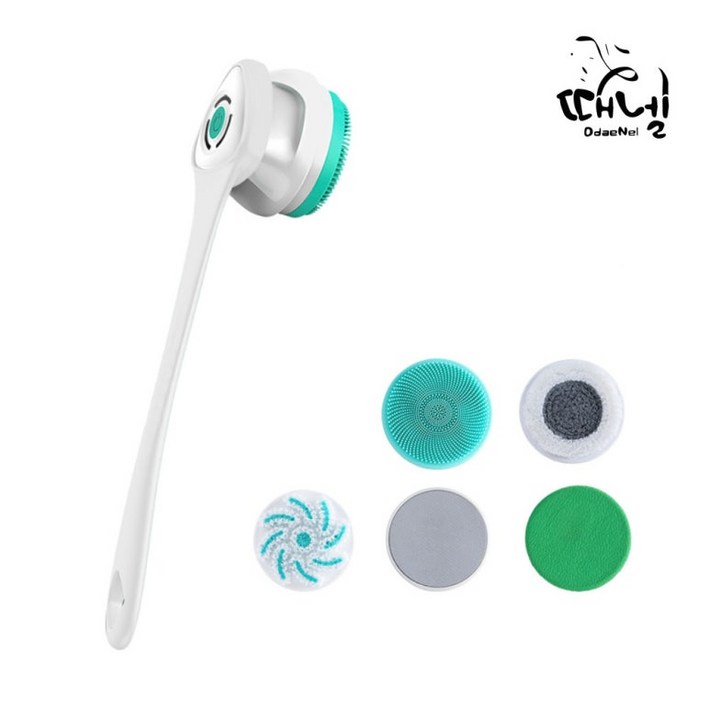 때밀이 명품 때넬 전신클렌징 전동샤워브러쉬 MIS-06 충전식 셀프목욕 다기능 페이스 전동 클런저 자동 등 때밀이기계 손잡이 탈착가능 다기능 헤드브러시