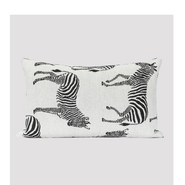 자라홈 st 모던 블랙 화이트 얼룩말 소파 쿠션 커버 거실 침실 북유럽 고급 인테리어 대형 등받이 방석