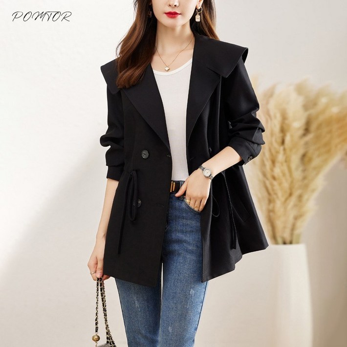 POMTOR 여성코트 허리조임 캐주얼자켓 후드점퍼 트렌치코트 POMTOR 여성코트 허리조임 캐주얼자켓 후드점퍼 트렌치코트