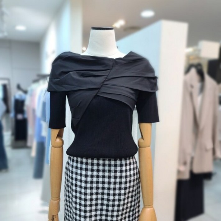 잇미샤 잇미샤 텍스쳐배색니트티셔츠(ITP5YPO870)_DG