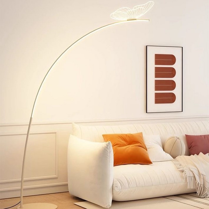 Meyuge 빈티지 아트 데코 철제 플로어 램프 카페 인테리어 조명 장스탠드 고급스러움 loft 분위기 조성 무단 조광 장스탠드, 화이트 스탠드