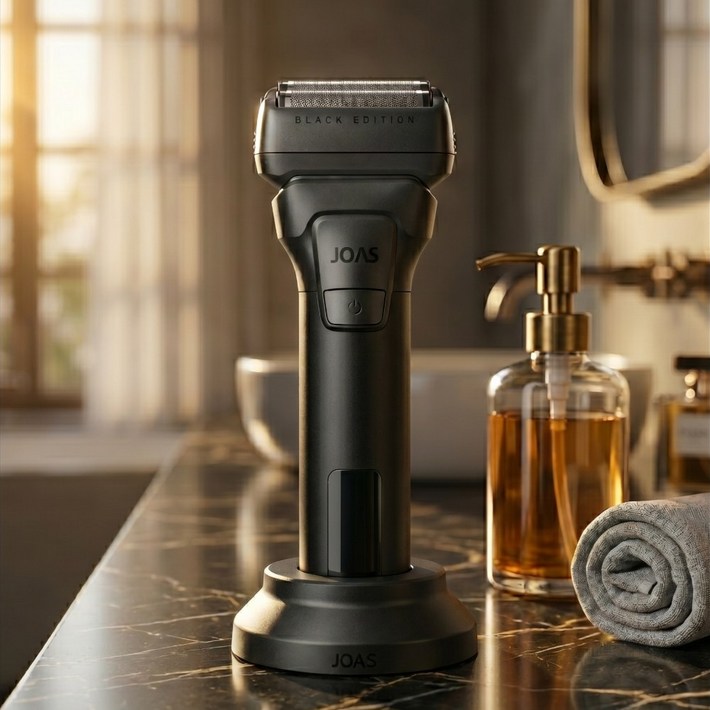조아스 프리미엄 듀얼 에칭날 전기면도기 생활방수 전동면도기, 블랙, JS7200