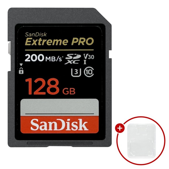 샌디스크 익스트림 프로 SD메모리카드 Extreme PRO UHSI 128GB SD카드 케이스