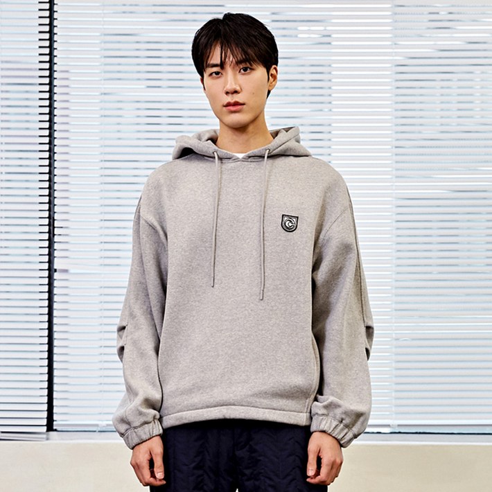 커스텀어스 백 밴딩 기모쭈리 후드 맨투맨 CFS23WKHTB08 MGY