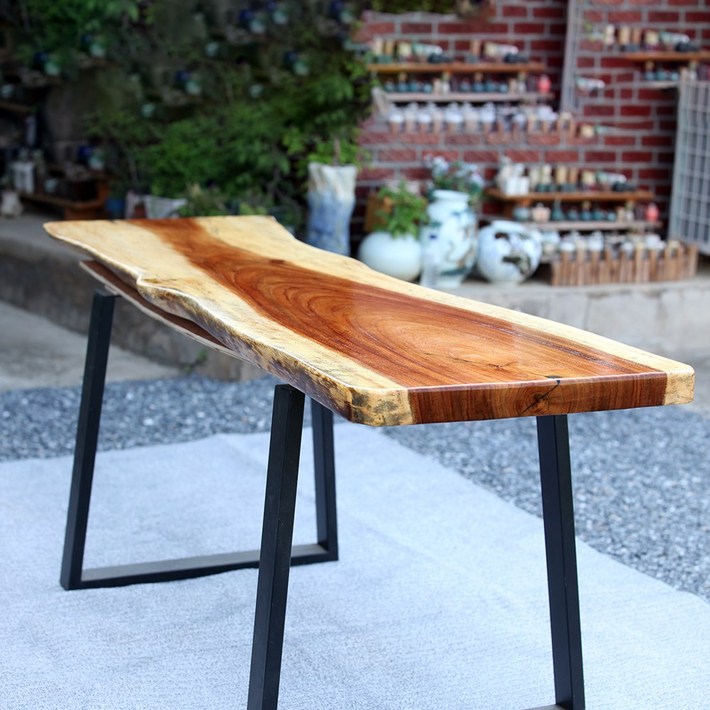 인아트스튜디오 거실 카페 주방 다육이 선반 진열대 자귀나무 원목 우드슬랩 테이블 2000 4인 6인 반짝이는 숲속호수, 6인용, 자귀나무 원목