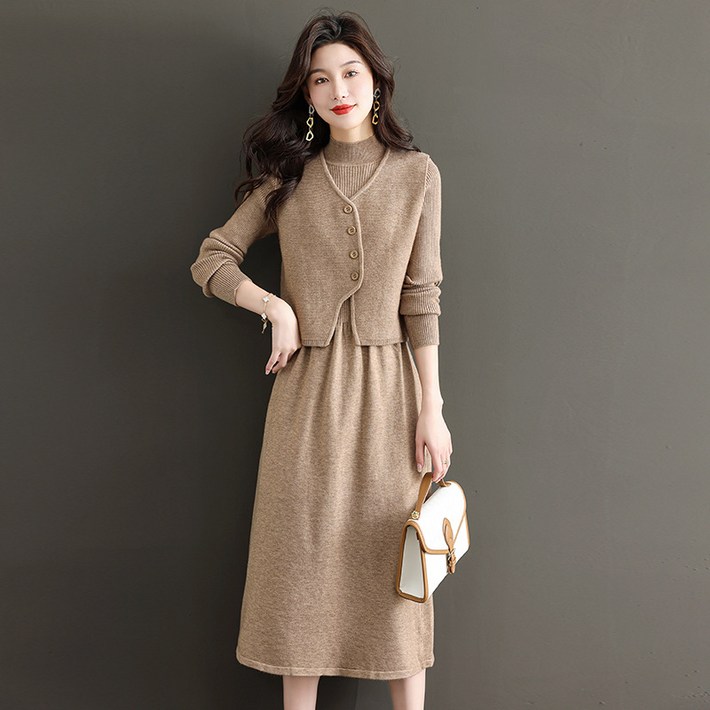 에쥬아 여성 니트원피스 투피스 하객룩 오피스룩 조끼원피스 셋업