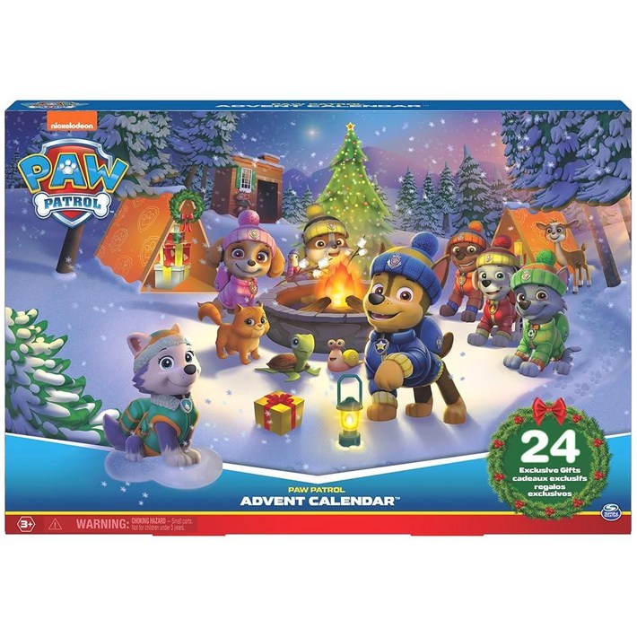 Paw Patrol: 24개의 서프라이즈 장난감 포함 2022 어드벤트 달력 - 피규어, 액세서리 및 아동용 장난감, 만 3세 이상