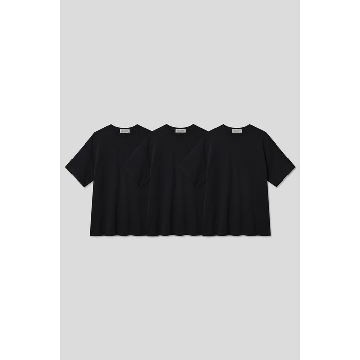 [Women][에두아르도][3팩 세트]릴렉스 세미오버핏 반팔 티셔츠 블랙팩 - 투데이밈