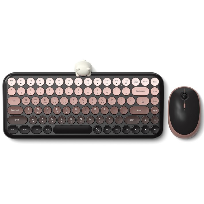 GEEZER 무선키보드마우스세트 레트로 2.4GHz 키보드 마우스 귀여운 사무용 키보드, 일반형, 블랙, SMK695M2AG