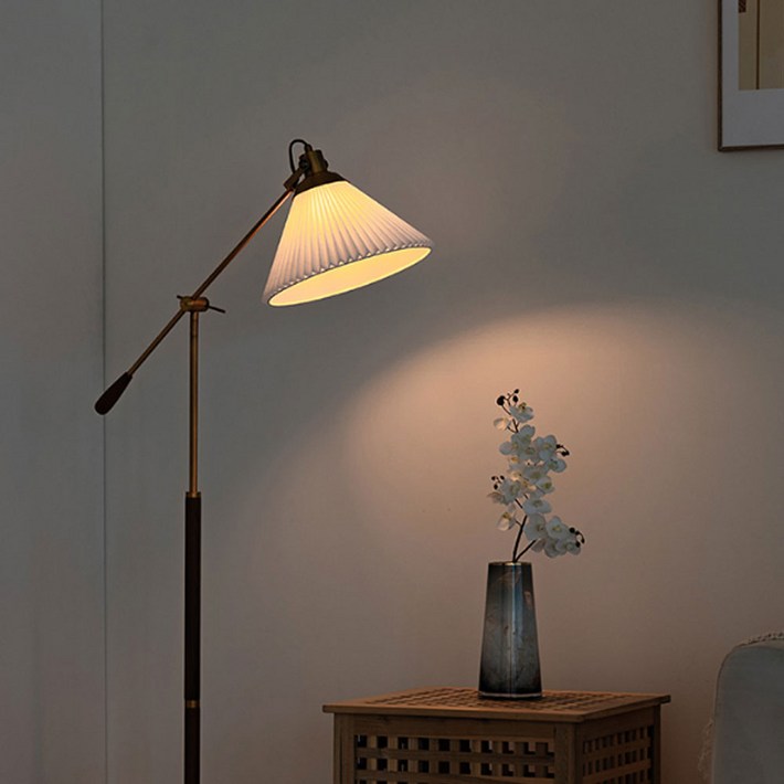 아토조명 빈티지우드 장스탠드 엔틱 무드등 쇼파조명, 12W 볼전구주광색