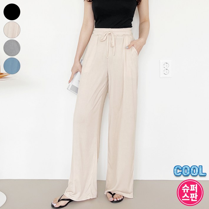 가비진 여성용 기장선택 여름 쿨원단 골지 소재의 찰랑찰랑한 밴딩 일자 와이드핏 팬츠 바지 숏기장롱기장 선택가능 가비진 여성용 기장선택 여름 쿨원단 골지 소재의 찰랑찰랑한 밴딩 일자 와이드핏 팬츠 바지 숏기장롱기장 선택가능