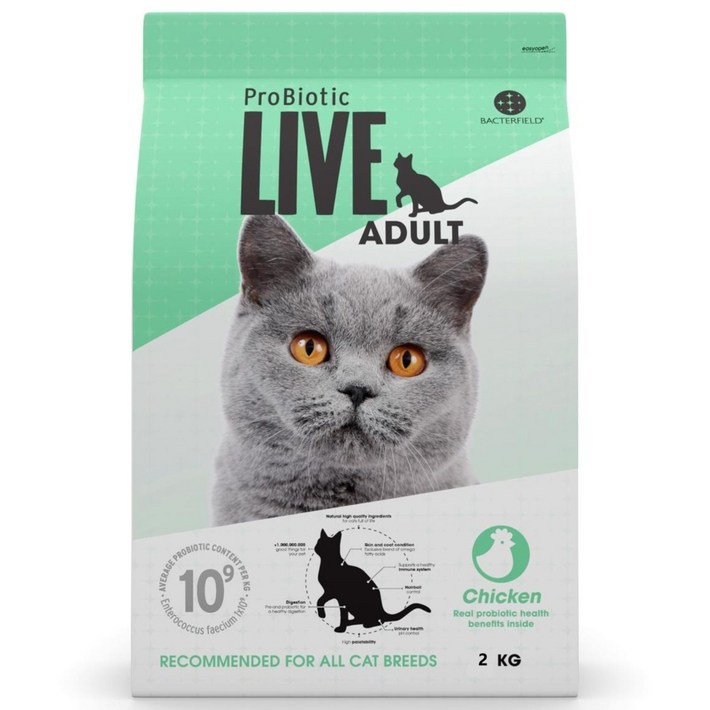 프로바이오틱라이브 어덜트용 고양이 건식사료, 닭, 2kg, 1개