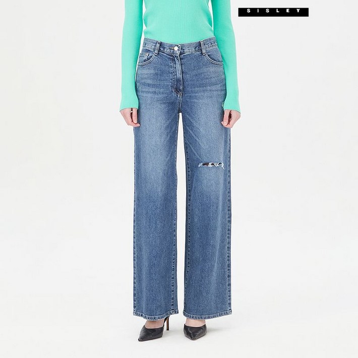 시슬리 디스트로이드 와이드핏 데님 팬츠 SADP06411