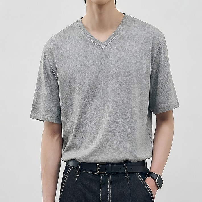 무지 심플 브이넥 반팔 티셔츠 깔끔한 남성 v넥 이너웨어 반팔티