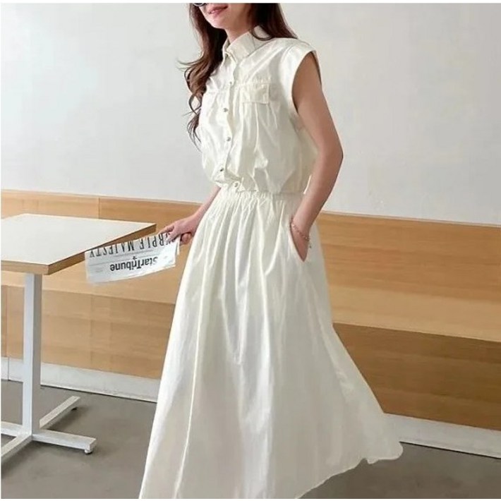 여성 여름 바스락 나시 치마 세트 스커트 상하의