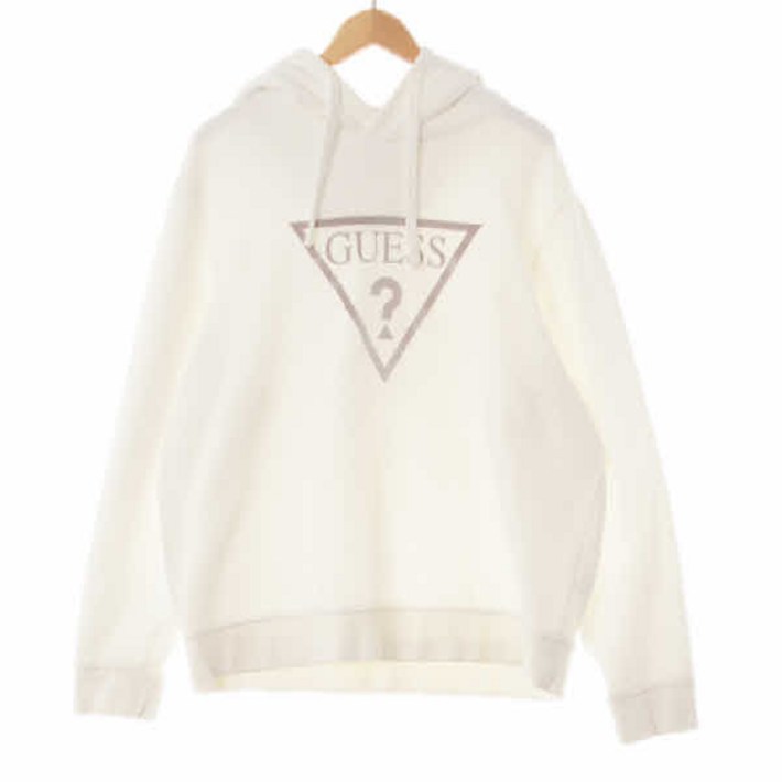 9150 Guess 화이트 면혼방 벨벳중앙빅로고후드티 2XL