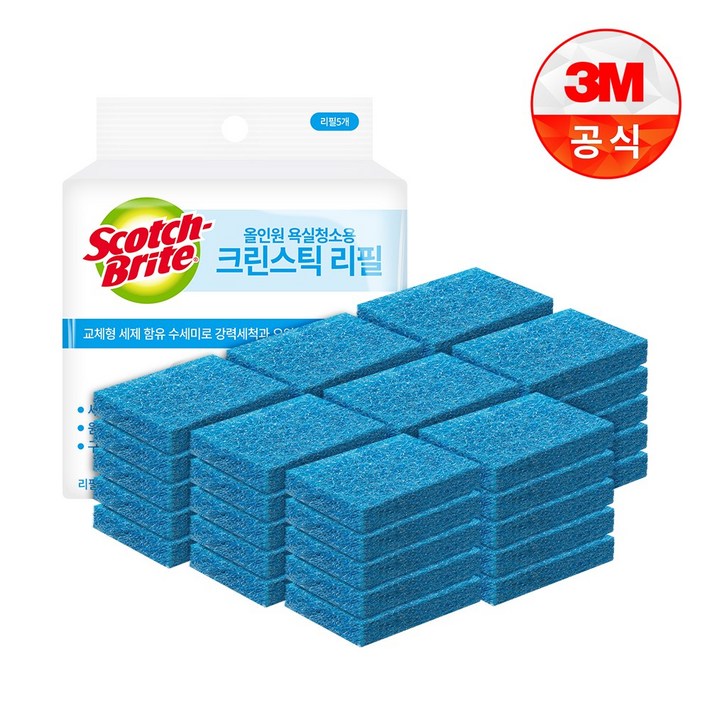 쓰리엠 스카치브라이트 뉴 올인원 욕실청소용 크린스틱 리필 5p