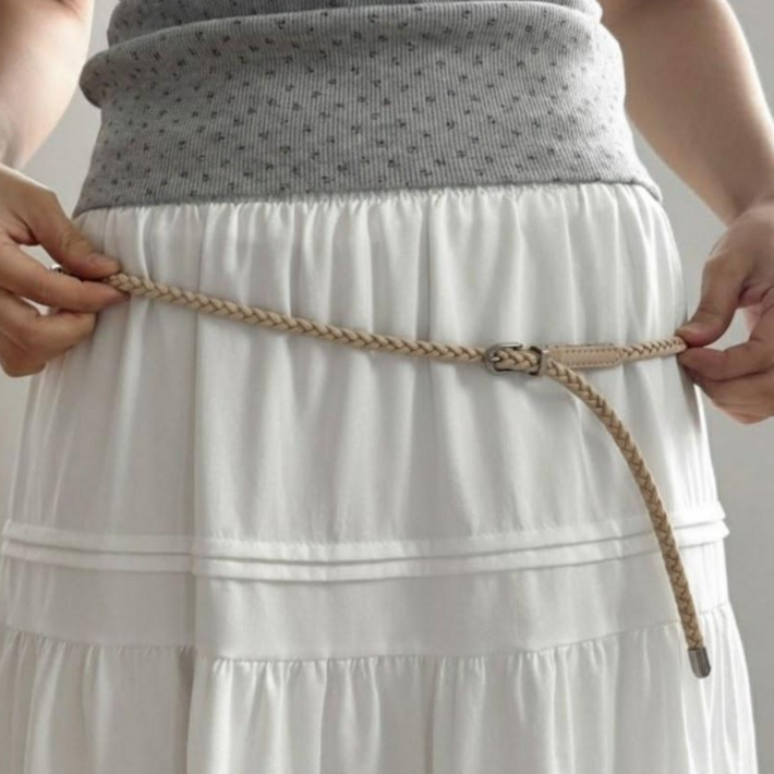 블루씨티 플랫 트위스트 슬림 레더 벨트