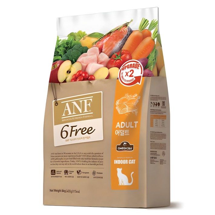 ANF 고양이 식스프리 인도어 기능성 사료, 어덜트, 6kg, 1개