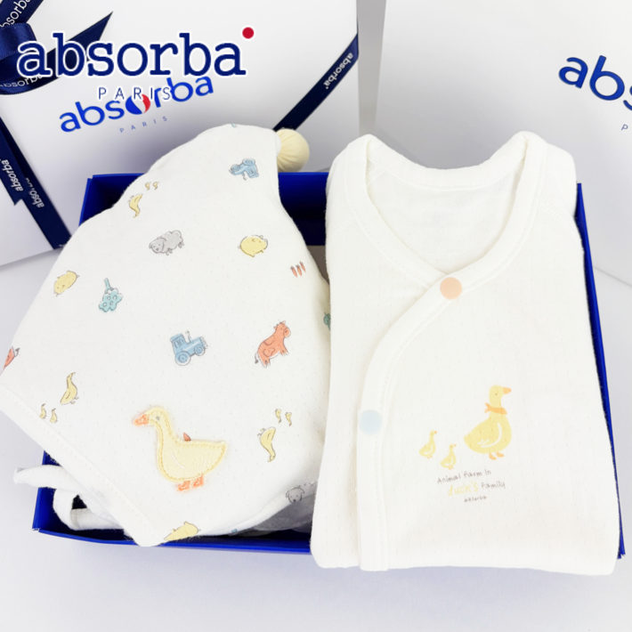 압소바 신생아 배냇 저고리 신생모 2종 면 100 선물포장 쇼핑백