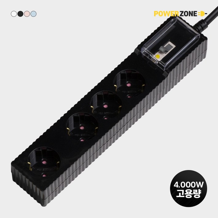 파워존 고용량 웨이브 멀티탭4구 누전차단 50cm 1.5m 3m 5m 7m 에어컨 냉풍기, 1개